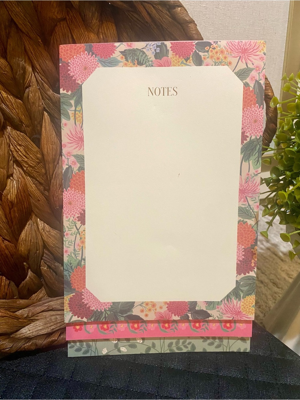 Floral Notes Notepad - Pink & Green Border